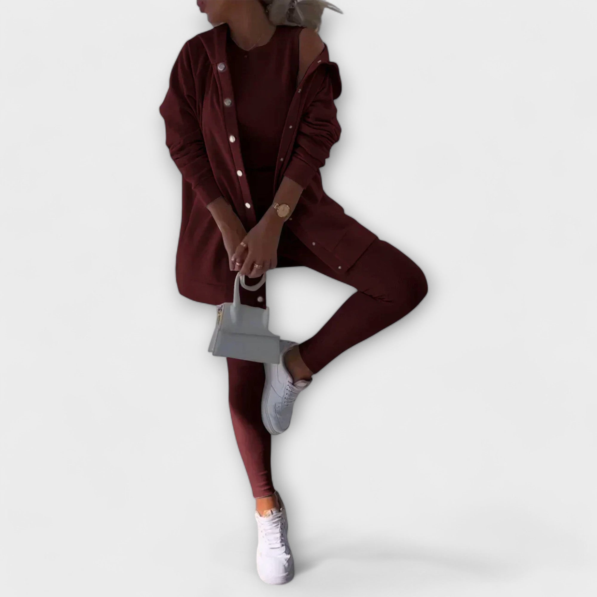 Julia – trzyczęściowy kardiganowy zestaw damski