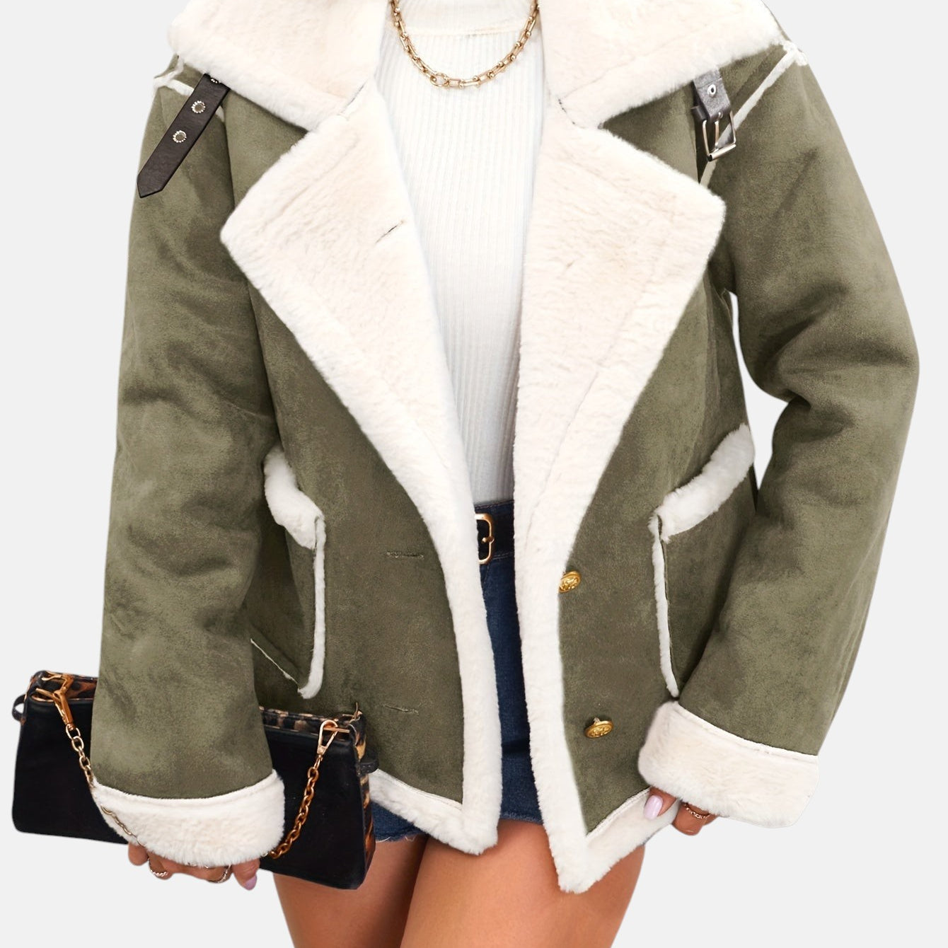 Małgorzata - Kurtka Zimowa Wyłożona Sztucznym Futrem