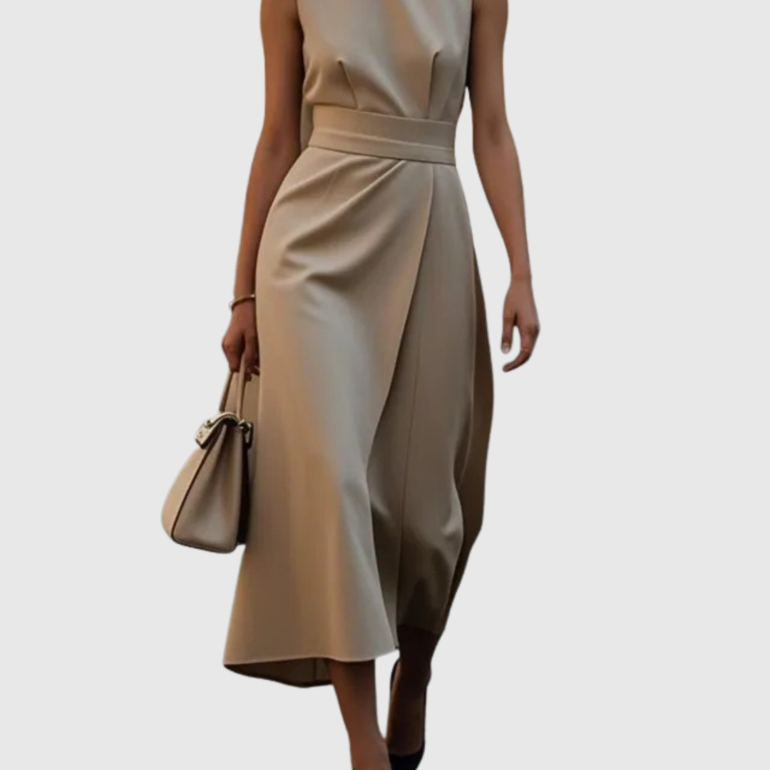 Zofia - Elegancka Sukienka z Okrągłym Dekoltem