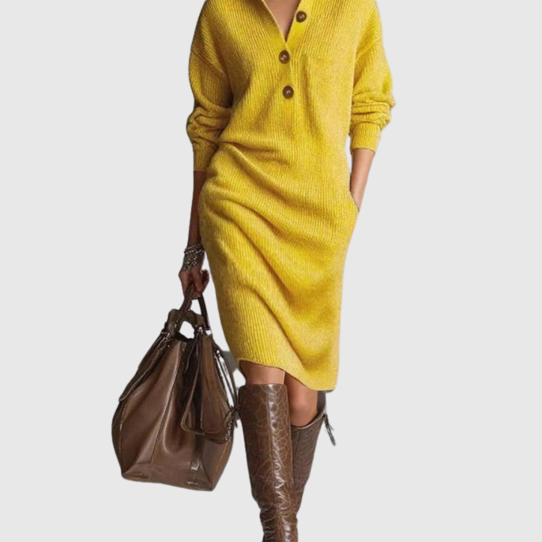 Amelia - Midi Sukienka Z Wełny Czystej na Zimę