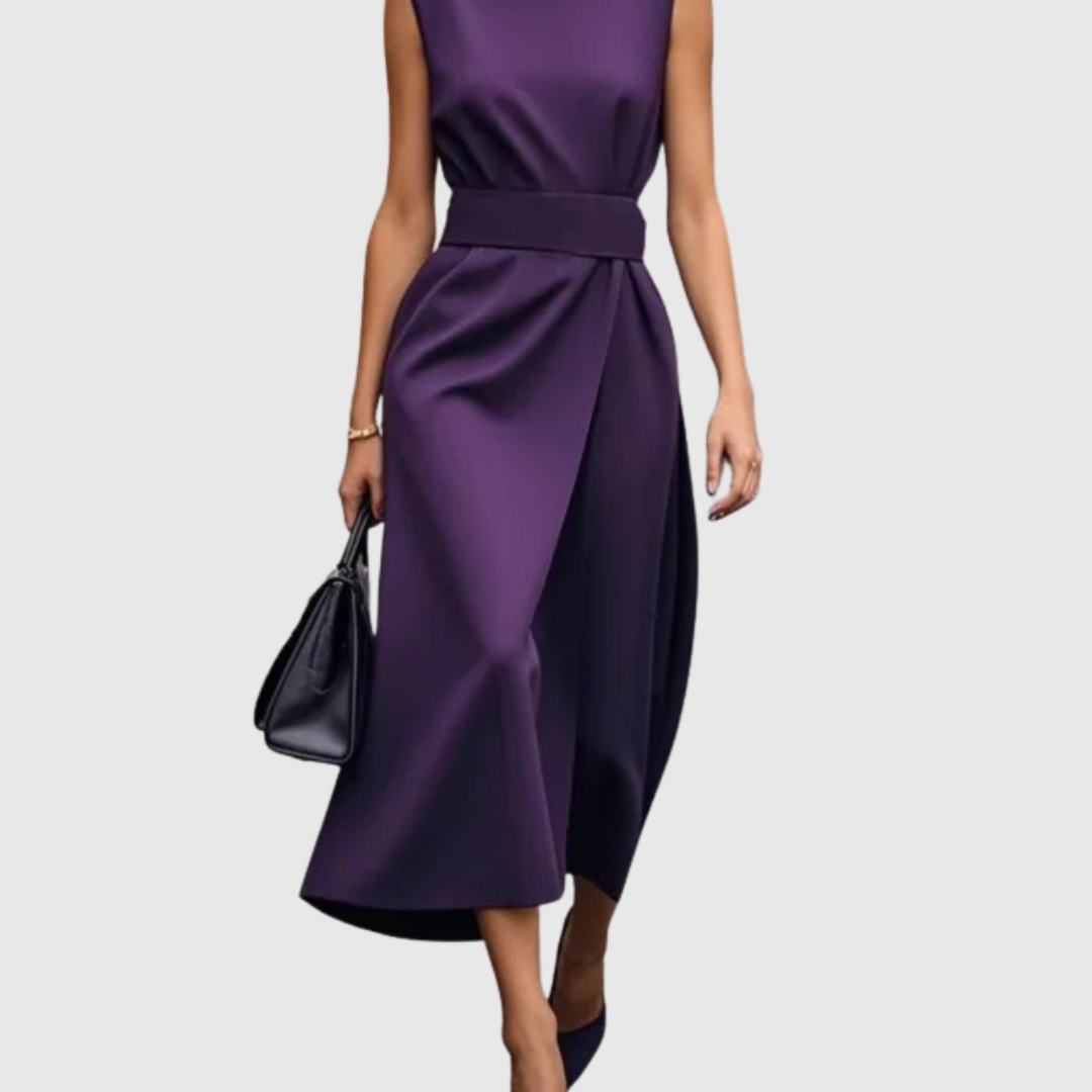 Zofia - Elegancka Sukienka z Okrągłym Dekoltem