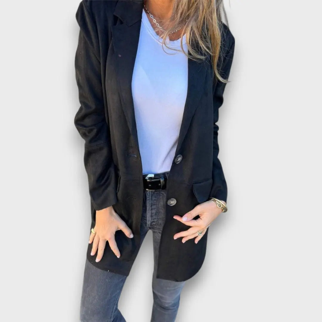 Eloise – Miękki Blazer-Kardigan w Kolorze Kamelowym