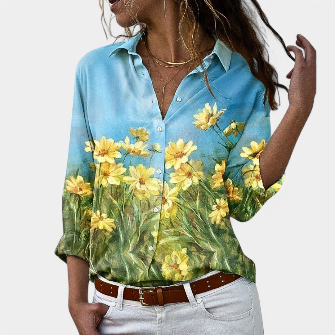 Alicja - Bluzka damska z długim rękawem i eleganckim wzorem