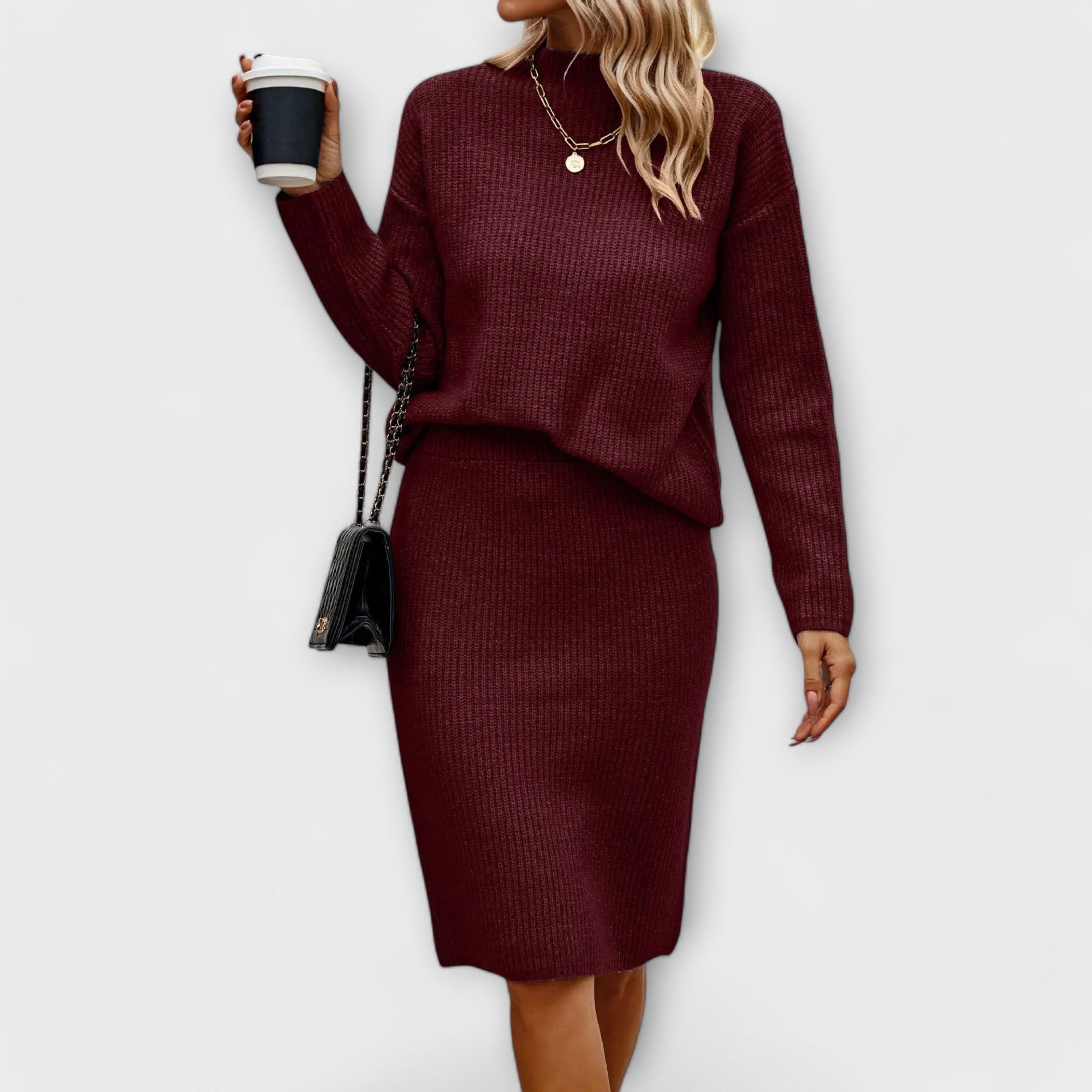 Klara – dwuczęściowy komplet ze swetrem i spódnicą