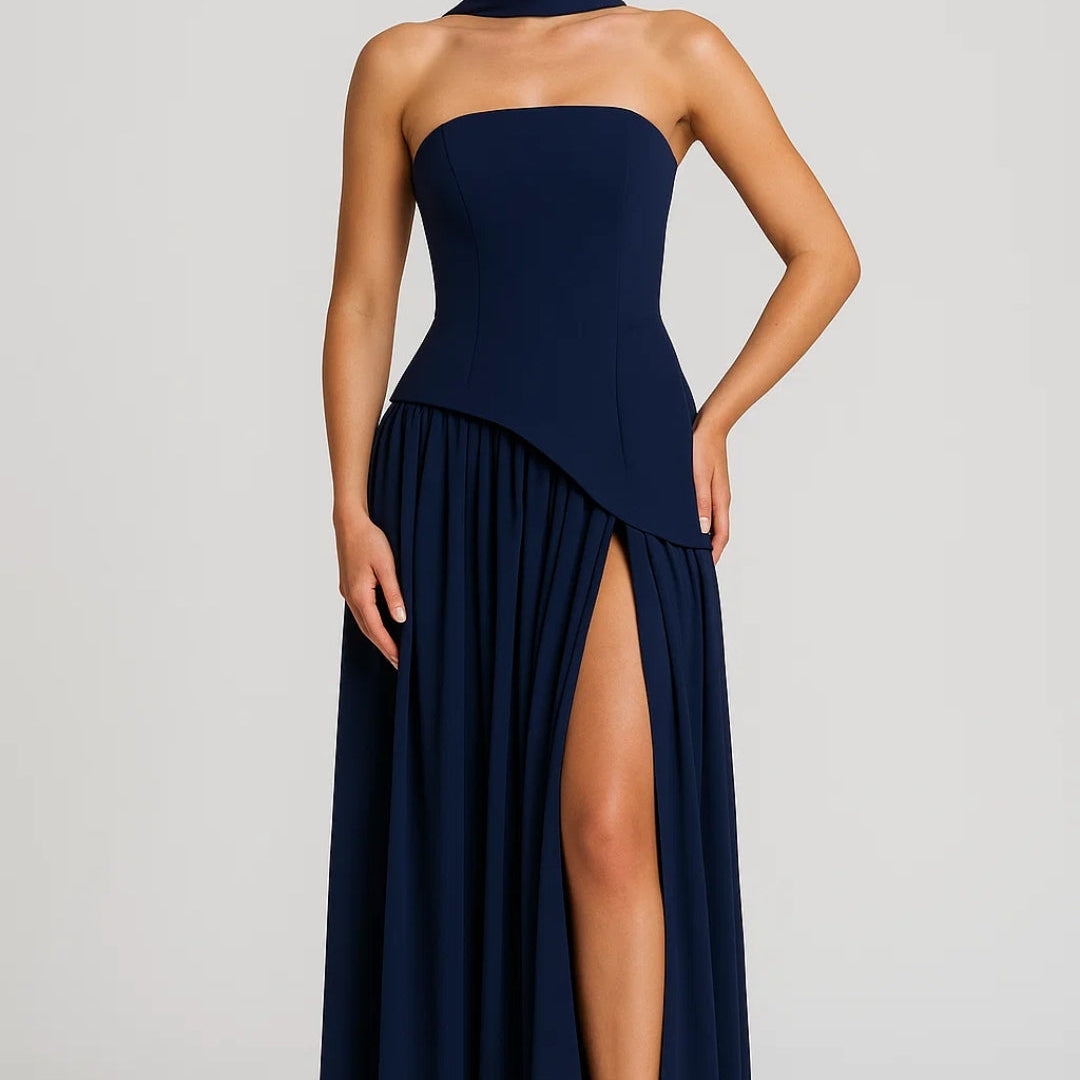 Grażyna - Lekka sukienka midi z dekoltem w serek