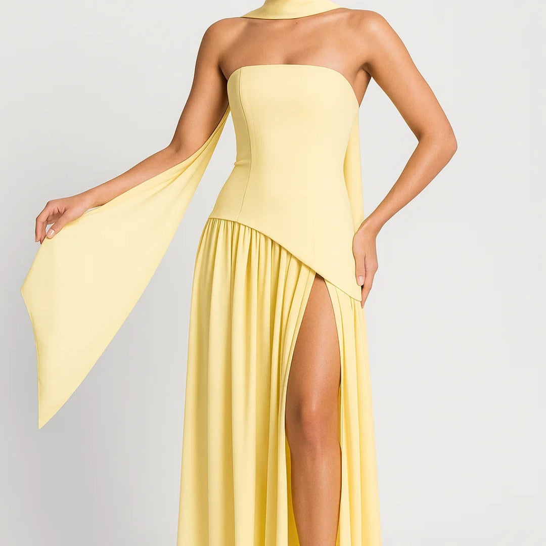 Grażyna - Lekka sukienka midi z dekoltem w serek