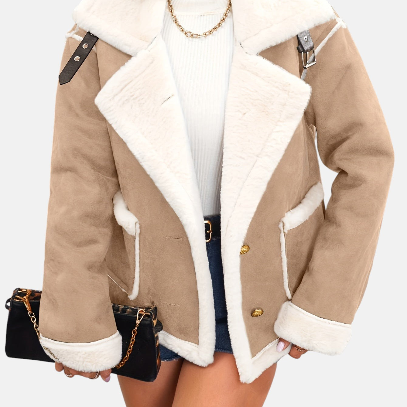 Małgorzata - Kurtka Zimowa Wyłożona Sztucznym Futrem