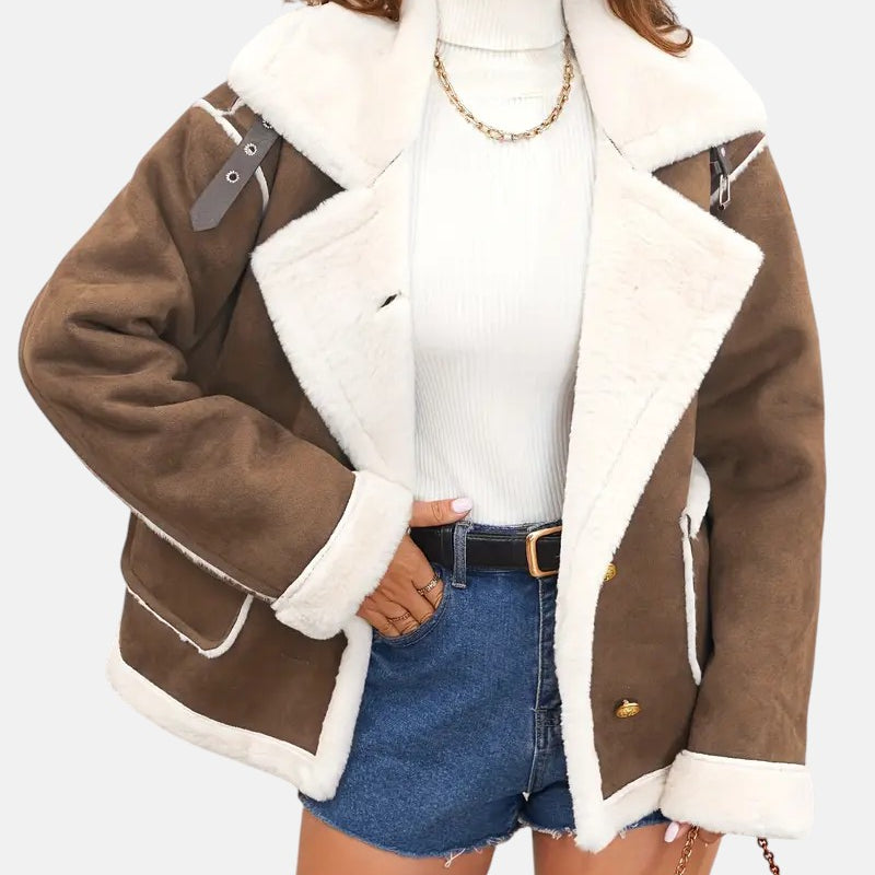 Małgorzata - Kurtka Zimowa Wyłożona Sztucznym Futrem