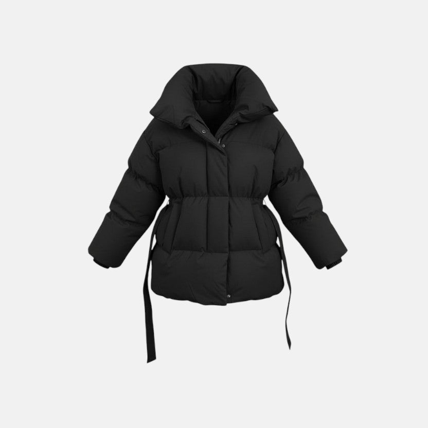 Magdalena - Pikowana krótka kurtka z paskiem w talii